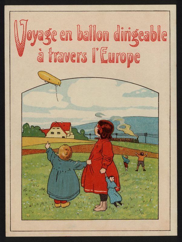 Avrupa çapında zeplinle balon gezisi (renkli lito) by European School