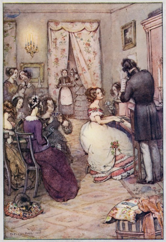 Bayan Gaskell tarafından Cranford için çizim (renkli taş) by Evelyn Paul