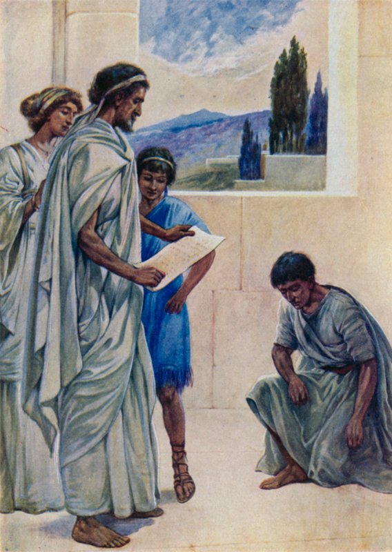 Efendisinden kaçan Onesimus (renkli taş) by Evelyn Stuart Hardy