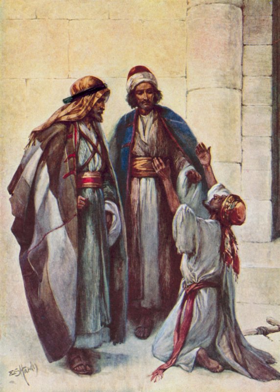Peter ve John ve topal adam (renkli taş) by Evelyn Stuart Hardy