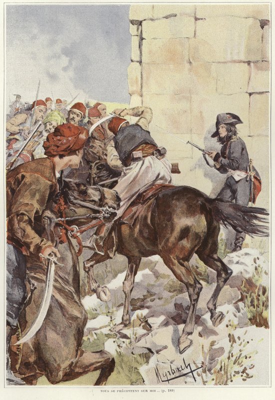 Saldırıya uğrayan bir asker tüfeğini doğrultuyor by Felicien baron de Myrbach Rheinfeld