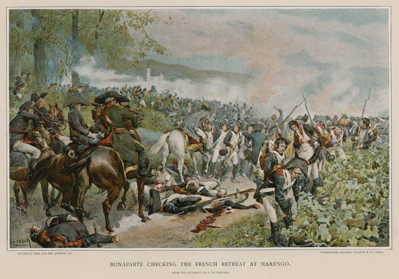 Bonaparte checking the French retreat at Marengo  by Felicien baron de Myrbach Rheinfeld