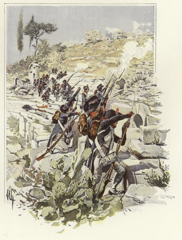 Soldiers among the ruins of Nicopolis  by Felicien baron de Myrbach Rheinfeld