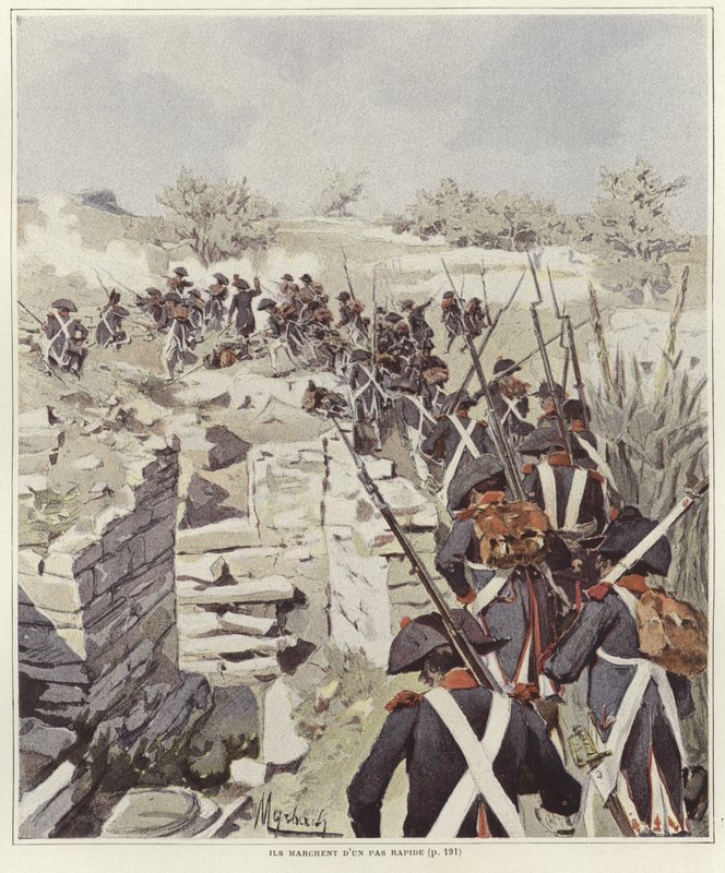 Nicopolis kalıntıları arasında askerler by Felicien baron de Myrbach Rheinfeld