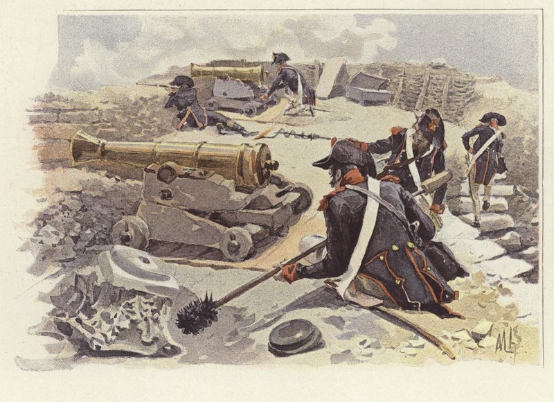 Niğbolu harabeleri arasında yerlerini alan askerler by Felicien baron de Myrbach Rheinfeld