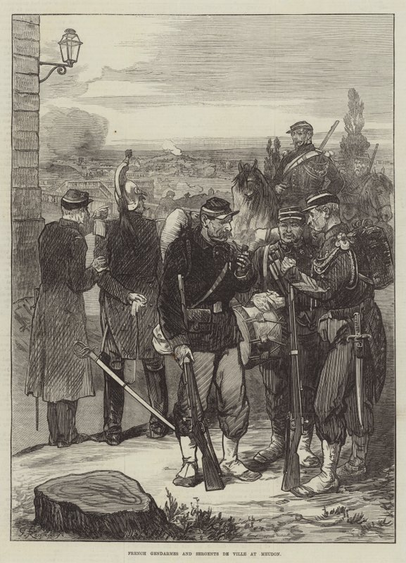 Meudon'da Fransız Jandarma ve Sergents de Ville by Felix Regamey