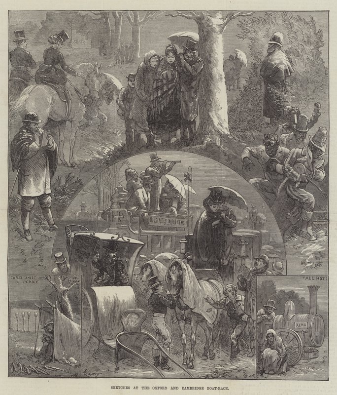 Oxford ve Cambridge Tekne Yarışlarında Skeçler by Felix Regamey