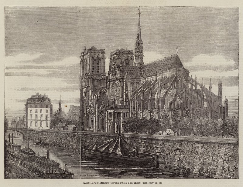 Paris İyileştirmeleri, Notre Dame restore edildi, New Spire by Felix Thorigny