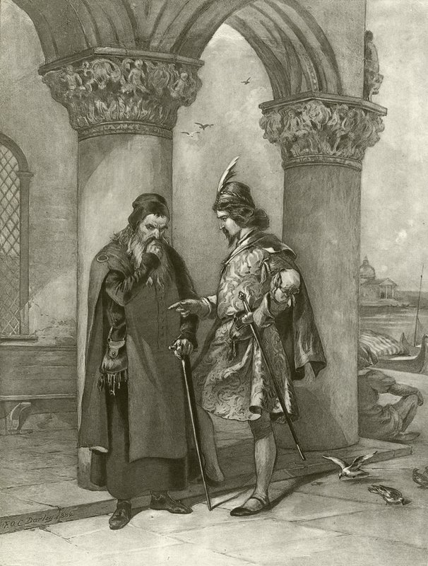 Venedik tüccarı. Perde I, Sahne III (gravür) by Felix Octavius Carr Darley