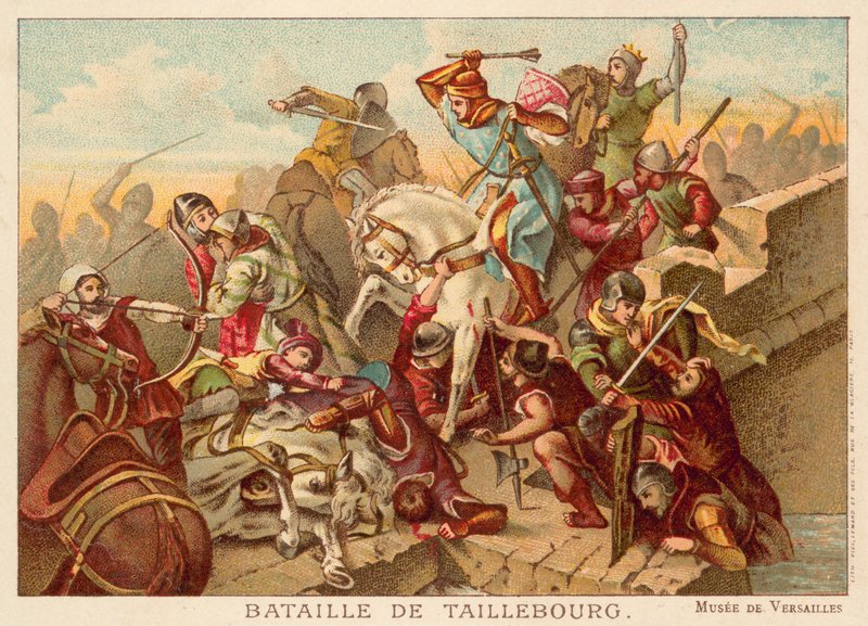 Taillebourg Savaşı, Fransa, 1242 (chromolitho) by Ferdinand Victor Eugene Delacroix