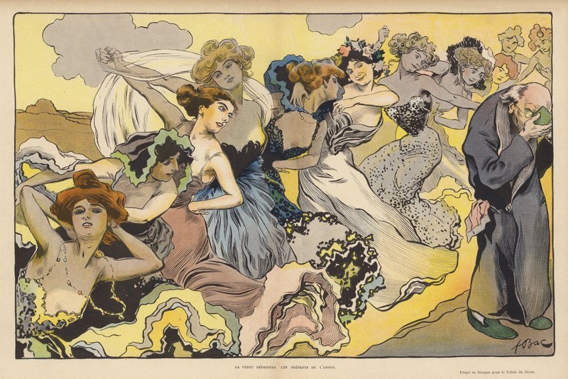 Aşkın Armağanlarını Küçümseyen Erdem (renkli lito) by Ferdinand Sigismund Bac