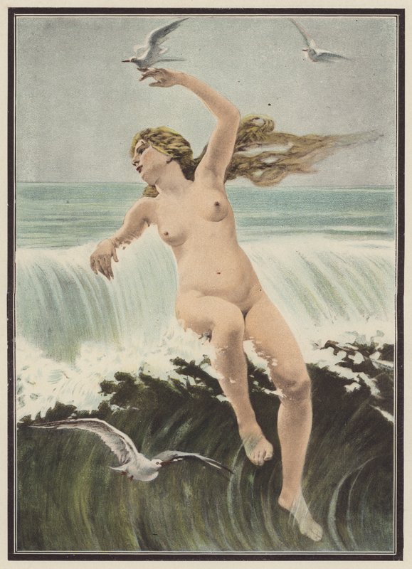 Dalgalar ve martılar (renkli taş) by Ferdinand Victor Eugene (after) Delacroix