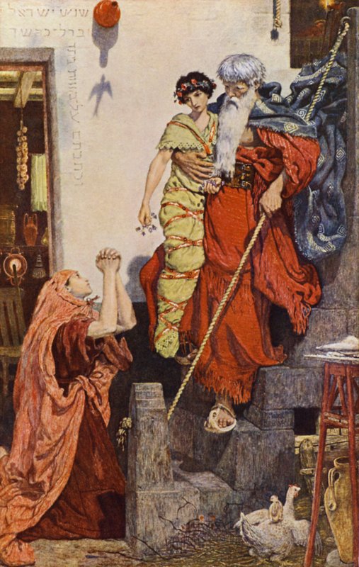 İlyas Dul Kadının Oğlunu Geri Getiriyor (renkli taş) by Ford Madox (after) Brown