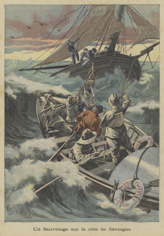 Brittany kıyılarında bir cankurtaran kurtarma by Fortune Louis Meaulle