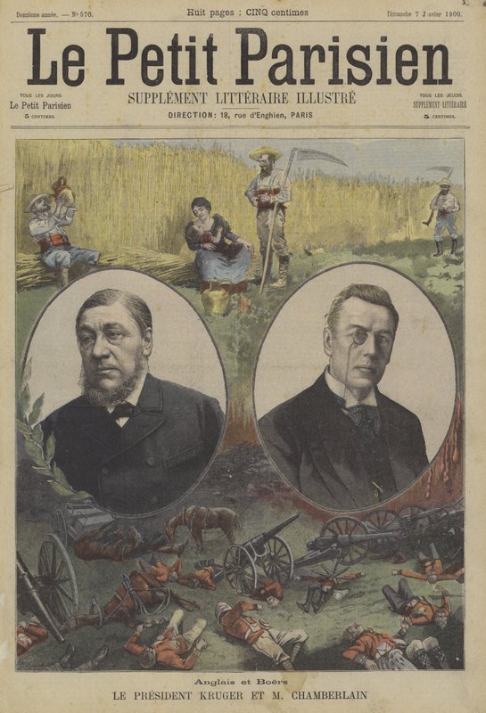 İngilizler ve Boers: Transvaal Başkanı Kruger ve İngiliz Kolonilerden Sorumlu Devlet Bakanı Joseph Chamberlain by Fortune Louis Meaulle