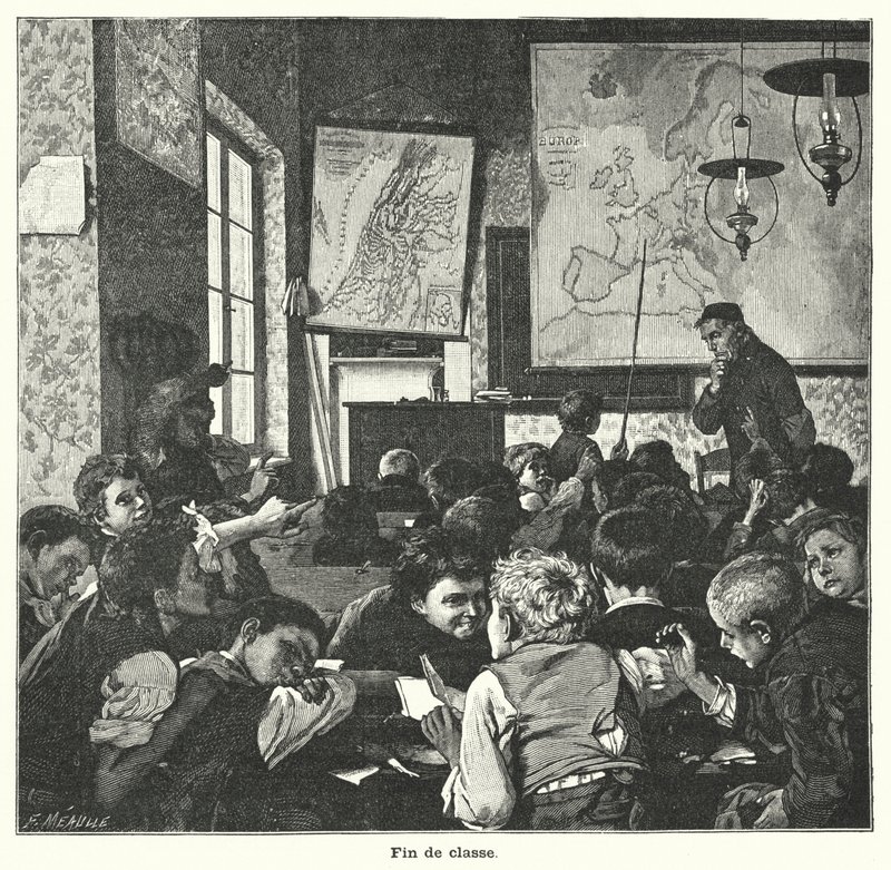 Dersin sonu (gravür) by Fortune Louis Meaulle