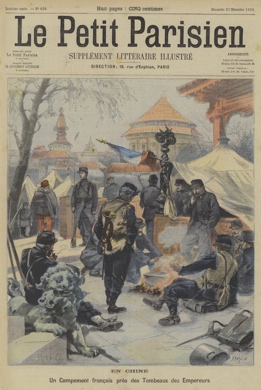 Boxer İsyanı: Fransız askerlerinin Çin imparatorlarının mezarlarının yakınında kamp kurması by Fortune Louis Meaulle
