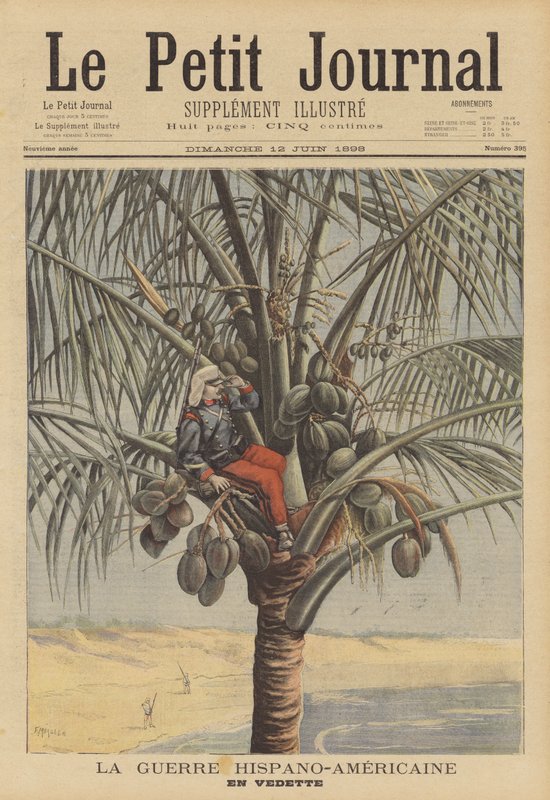 İspanyol-Amerikan Savaşı: Hindistan cevizi palmiyesinde bir İspanyol gözcü by Fortune Louis Meaulle