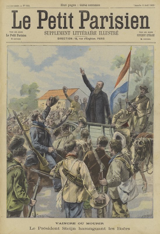 Zafer ya da ölüm. Orange Free State Başkanı Steyn, Boer birliklerine hitap ediyor by Fortune Louis Meaulle