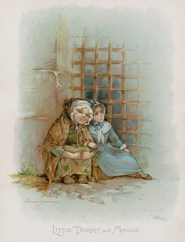 Küçük Dorrit ve Maggie (chromolitho) by Frances Brundage