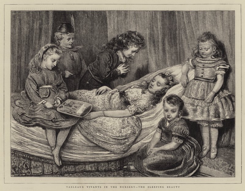 Fidanlıkta Tableaux Vivants, Uyuyan Güzel by Francis Wilfred Lawson
