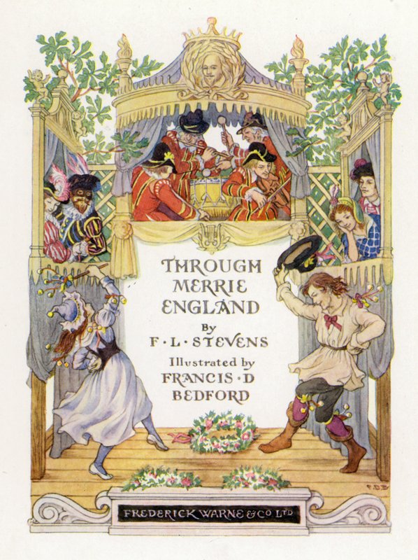Through Merrie England için başlık sayfası illüstrasyonu (renkli taş baskı) by Francis Donkin Bedford