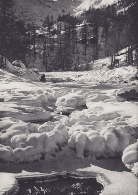 Pennine Alps: Frozen Stream (s/b fotoğraf) by Francis Sydney Smythe