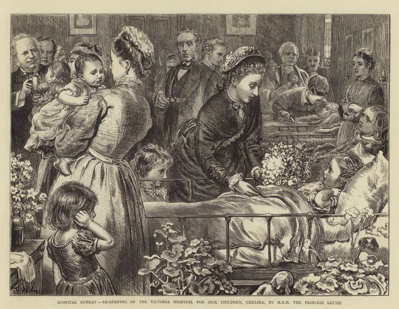 Hastane Pazar, Chelsea, Victoria Hasta Çocuklar Hastanesinin Yeniden Açılışı, SAİK Prenses Louise tarafından by Francis Wilfred Lawson