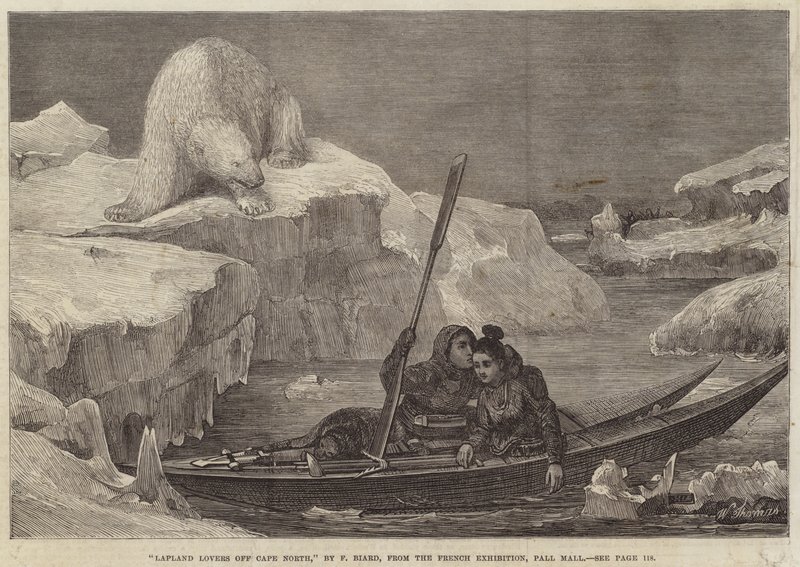 Cape North kapalı Lapland Lovers by François Auguste Biard
