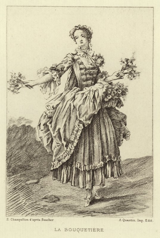 La Bouquetiere (gravür) by Francois (after) Boucher