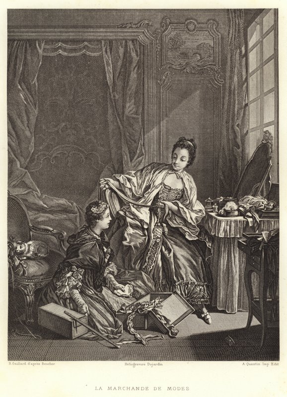 La Marchande de Modes (gravür) by Francois (after) Boucher