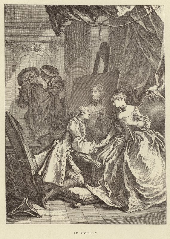 Le Sicilien (gravür) by Francois (after) Boucher