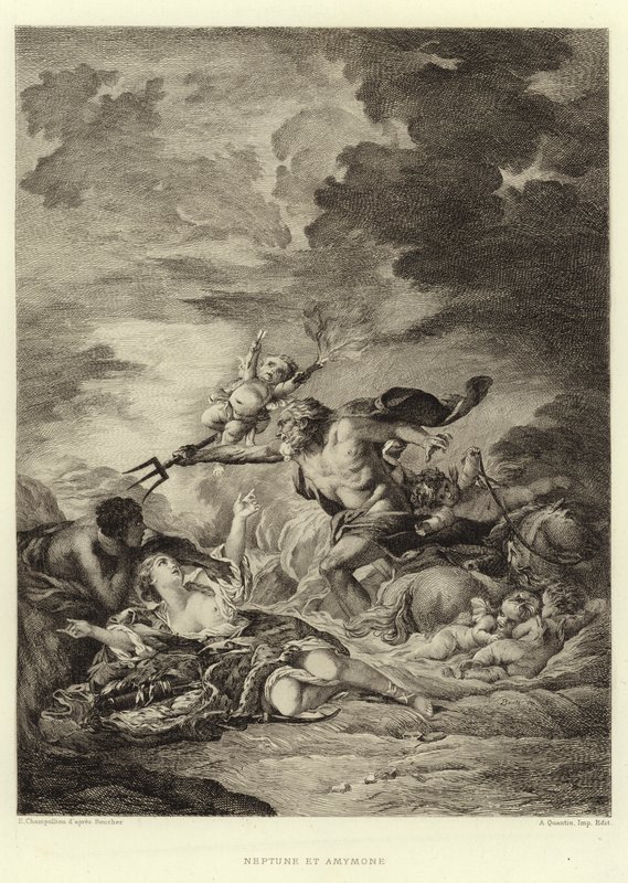 Neptün ve Amymone (gravür) by Francois (after) Boucher