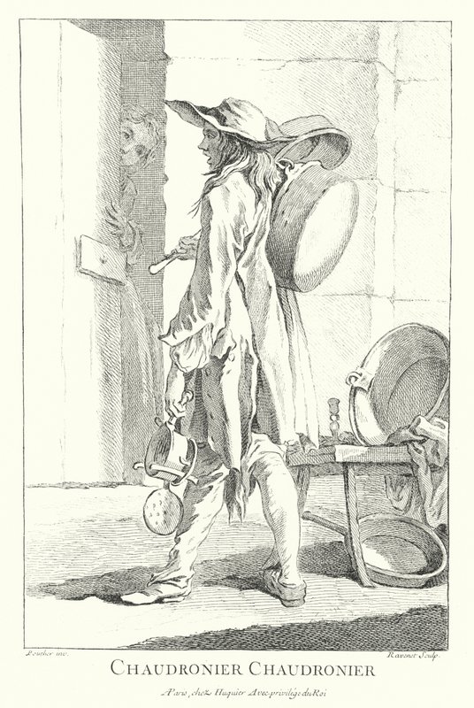 Tencere ve tava satıcısı (gravür) by Francois (after) Boucher