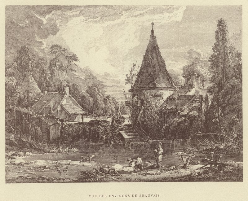 Beauvais çevresinin görünümü (gravür) by Francois (after) Boucher