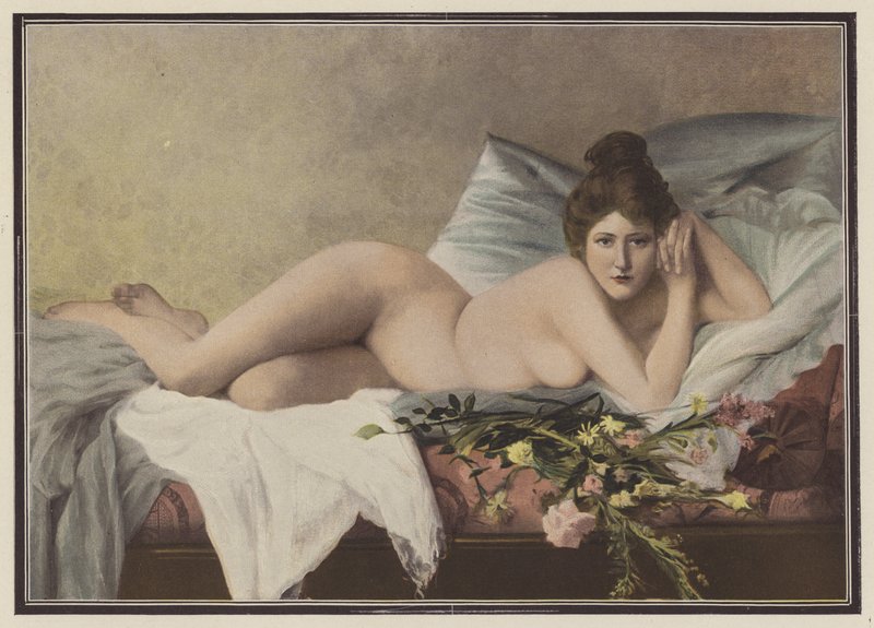 Bir sevgiliden solmuş çiçekler (renkli lito) by Francois Maurice Lard