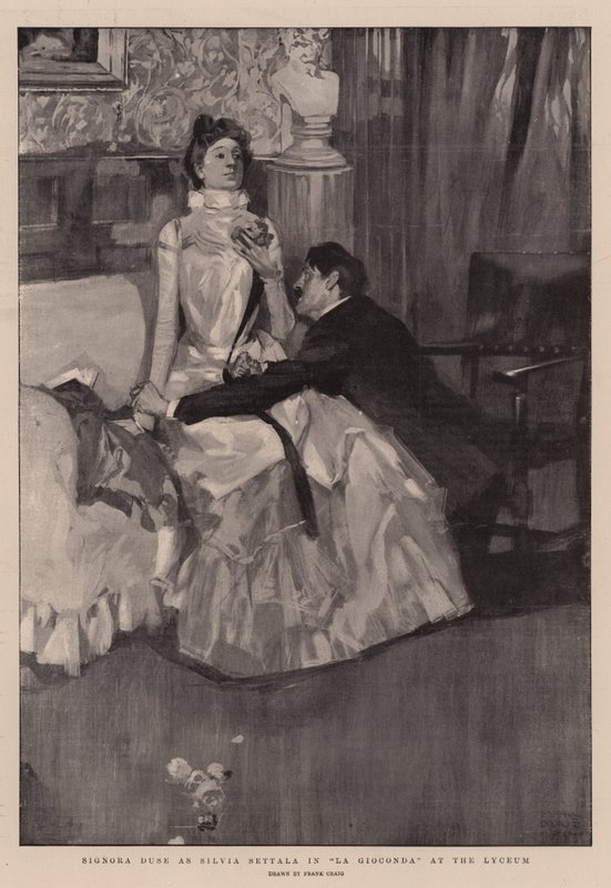 Signora Duse as Silvia Settala in La Gioconda at the Lyceum  by Frank Craig