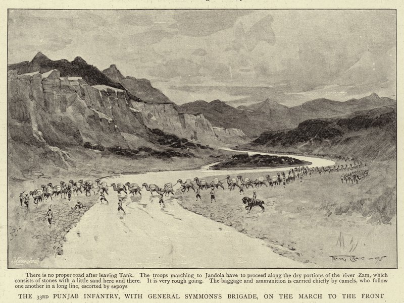 General Symmons'ın Tugayı ile birlikte 33. Pencap Piyadesi, Cepheye Yürüyüşte by Frank Craig