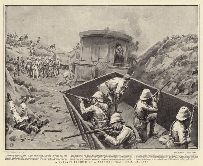 Alkmaan yakınlarında raydan çıkmış bir trenin cesur savunması by Frank Dadd