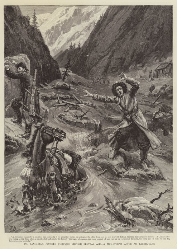 Dr Lansdell'in Çin Orta Asya Yolculuğu, Bir Çamur Akıntısı ve Deprem by Frank Dadd
