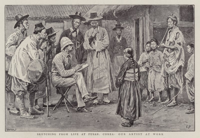 Life at Fusan, Corea, Sanatçımız İş Başında by Frank Dadd