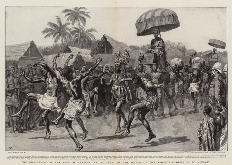 Kumassi'ye Ashanti Seferi Yürüyüşünün Bir Olayı olan Bekwai Kralı'nın Alayı by Frank Dadd