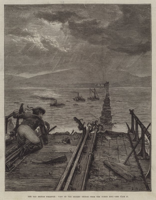 Tay Köprüsü Felaketi, Kırık Köprünün Kuzey Yakasından Görünümü by Frank Dadd