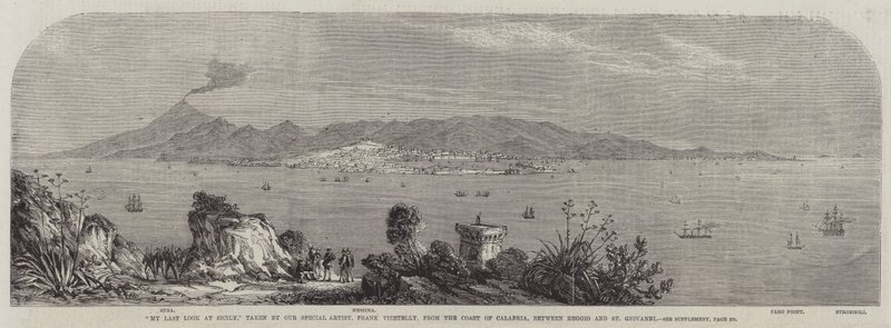 Calabria Sahilinden, Reggio ve St Giovanni arasında Sicilya