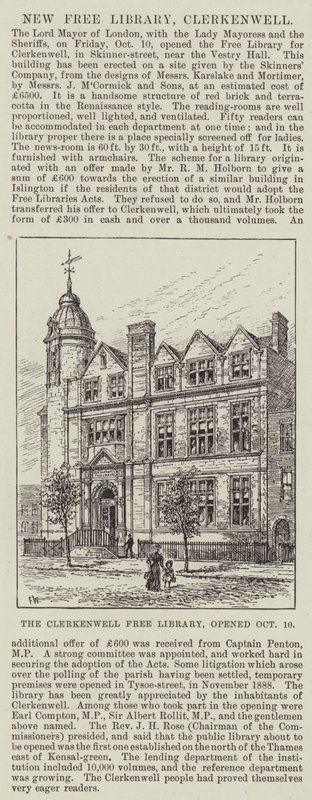 Clerkenwell Free Library, 10 Ekim