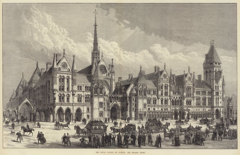 The Royal Courts of Justice, the Strand Front  by Frank Watkins