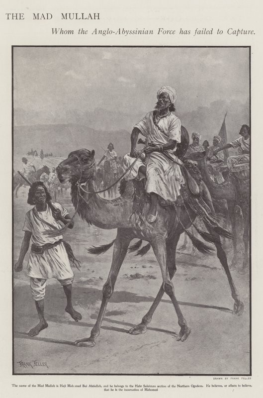 Muhammed Abdullah Hassan, "Deli Molla", Somali dini ve askeri lideri (lito) by Frank (after) Feller