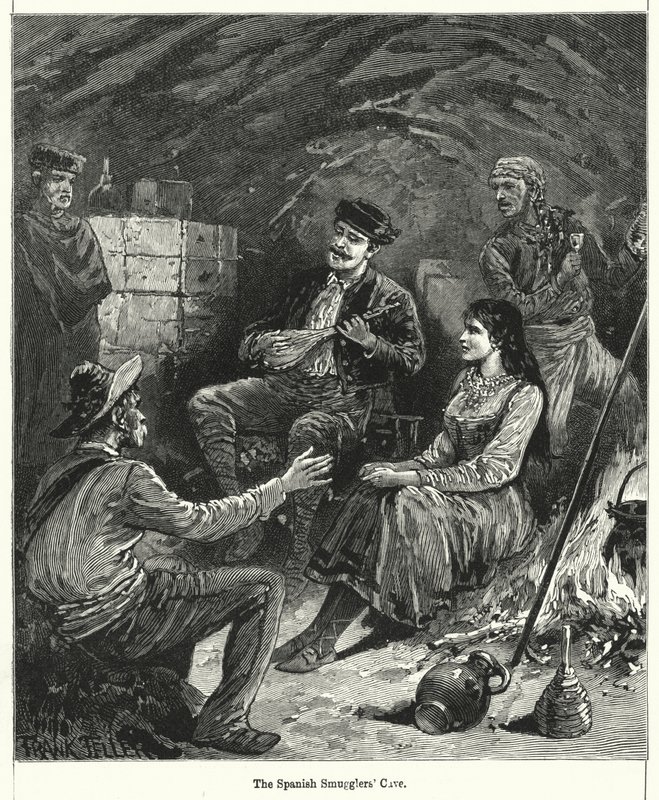 İspanyol Kaçakçıları Mağarası (gravür) by Frank (after) Feller