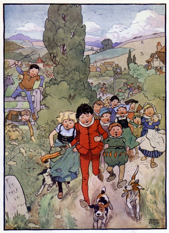 Piper'ın Oğlu Tom'un Hikayesi için İllüstrasyon (renkli taş) by Frank Adams