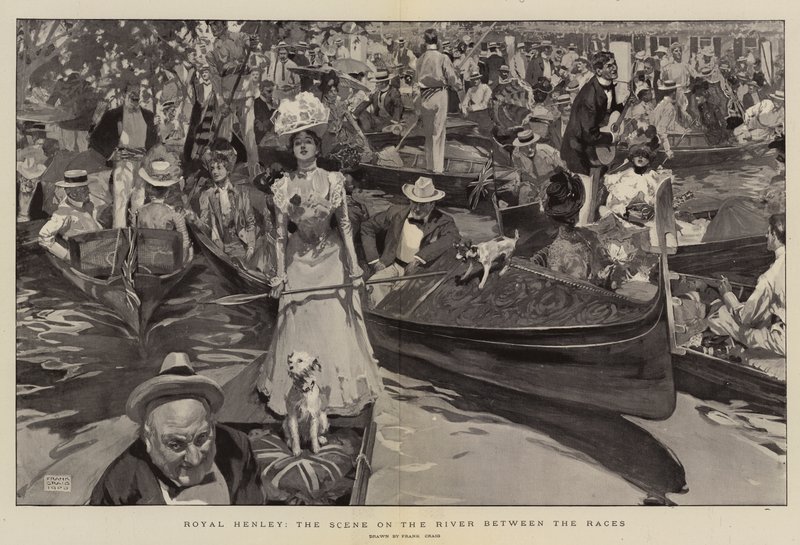 Royal Henley, Irklar Arasında Nehirdeki Sahne by Frank Craig
